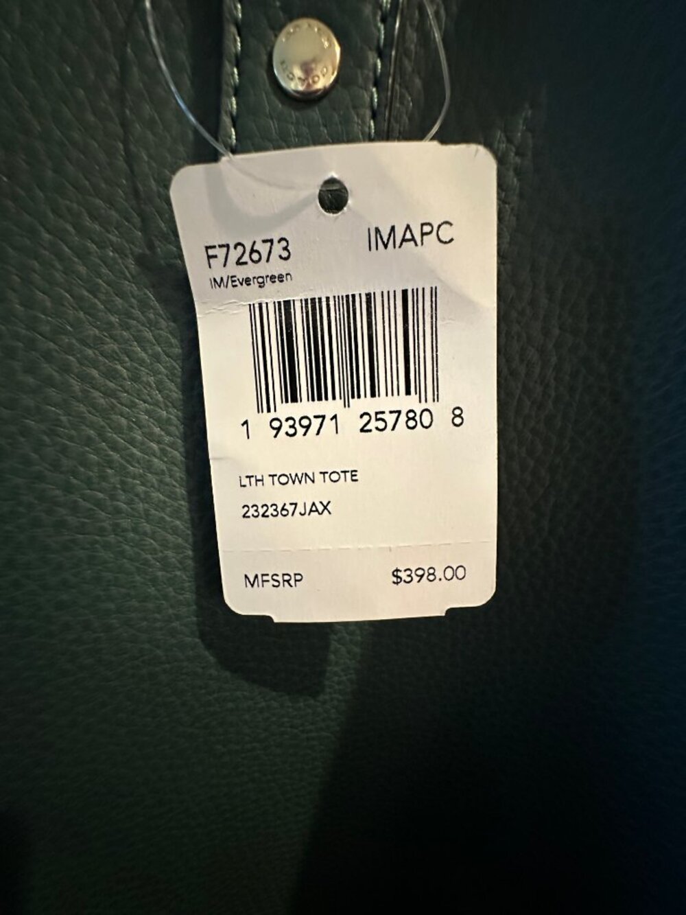 NWT - COACH TOWN TOTE - EVERGREEN - Picture 4 of 9